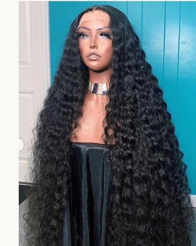Curly Virgin Human Hair Lace Front Wig 34-40 inches