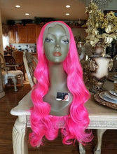 Hot Pink Beauty Wavy  Lace Front Wig