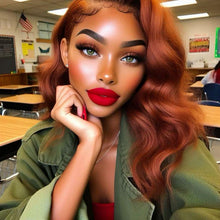 Copper Ginger Orange with Loose Waves Featuring a 13X4 HD Body Wave