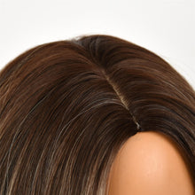 Shoulder-length with A Water Wave Style. It Has Brown Highlights. The Roots Of The Hair Are Brown And The Middle
