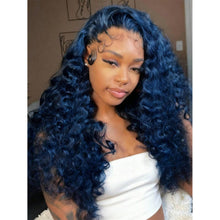Dark Blue 13x6 HD Transparent Deep Wave Lace Front Wigs Human Hair Pre Plucked With Baby Hair 250 Density 24-26 inches!!