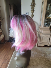 14 Inches Short Pink Gradient Dyeing Bob Hair Straight Bangs Comfortable And Breathable Women'S Wig High Temperature Fiber Suitable for