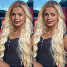 13x6 Long Ombre Blonde Human Hair Wig - 250% Density Soft Body Wave Lace Front Wig with Pre-Plucked Baby Hair  Natural Hairline 22-24 inches