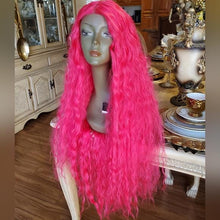 Hot Pink Curly Lace Front Wig