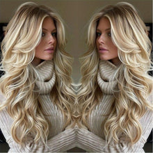 13x6 Long Ombre Blonde Human Hair Wig - 250% Density Soft Body Wave Lace Front Wig with Pre-Plucked Baby Hair  Natural Hairline 22-24 inches