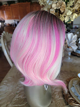 14 Inches Short Pink Gradient Dyeing Bob Hair Straight Bangs Comfortable And Breathable Women'S Wig High Temperature Fiber Suitable for