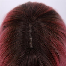 12 Inch Pink Ombre Wig - Blunt Bangs Body Wave - Heat Resistant Curly Texture