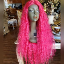 Hot Pink Curly Lace Front Wig