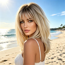 Straight Blonde Ombre Medium-Length | Elegant And Artsy Style Suitable For Parties And Daily Wear Breathable