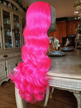 Hot Pink Beauty Wavy  Lace Front Wig