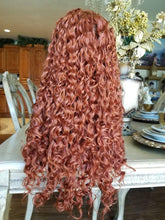 Copper Red Beauty Curly Waves Lace Front Wig