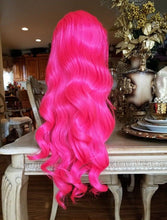Hot Pink Beauty Wavy  Lace Front Wig