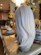 Platinum Highlights Golden Ombre Layered Straight Wig with Bangs 16 Inches