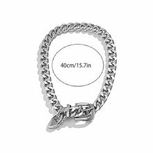 Silver Belt Buckle Choker, Chain Link, Exaggerated, Statement Necklace, Trendy