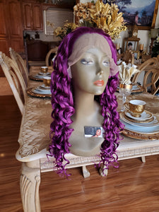 Purple Curly Lace Front Wig