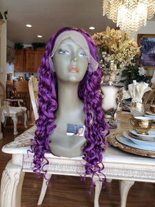 Purple Curly Lace Front Wig