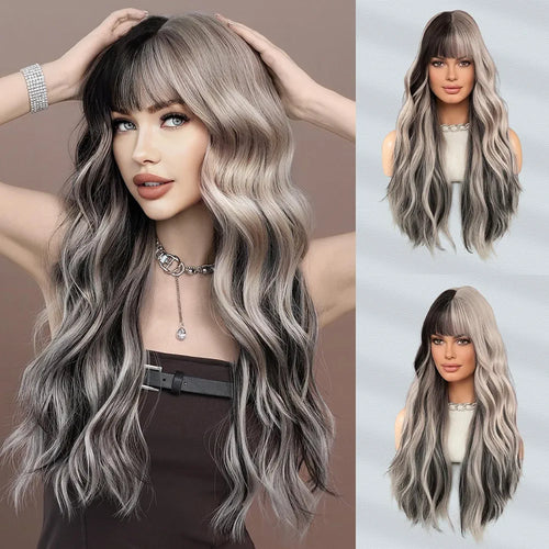 Black Gray Full Wig