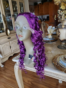 Purple Curly Lace Front Wig