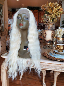 Bleach Blonde Curly Wave Lace Front Wig