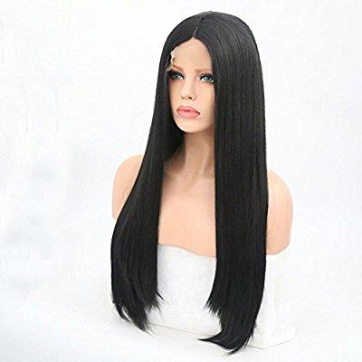 Black Straight Lace Front Wig Fiona - Goddess Beauty Royal Wigs