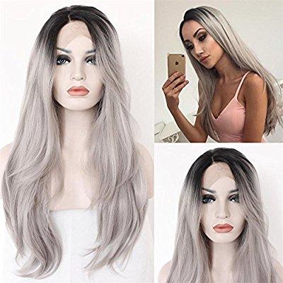 Black Gray Ombre Lacefront Wig Nima - Goddess Beauty Royal Wigs
