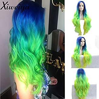Ombre Green Lacefront Wig Wavy Liana - Goddess Beauty Royal Wigs