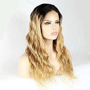 Brazilian Virgin Hair Loose Wave Ombre 1B/27 Glueless Human Hair Wigs With Baby Hair for Women 14 inch - Goddess Beauty Royal Wigs