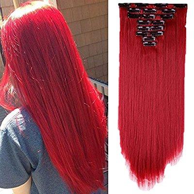 Red Full Head Clip In Extension!! - Goddess Beauty Royal Wigs
