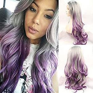 Ombre Gray Purple Lacefront Wig Gorgeous - Goddess Beauty Royal Wigs