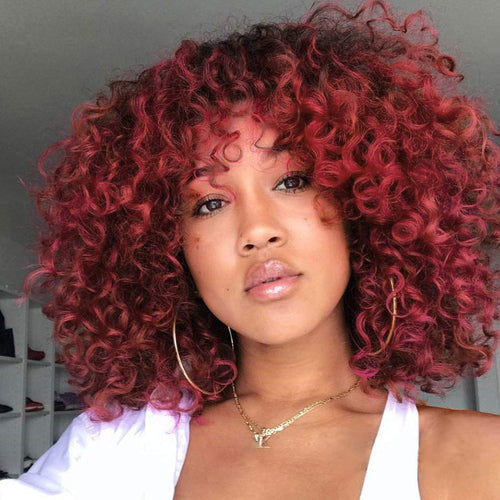 Red Afro Kinky Curly Lace Front Wig - Goddess Beauty Royal Wigs