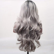 Black Gray Wavy Darkroot Ombre Lace Front Wig - Goddess Beauty Royal Wigs