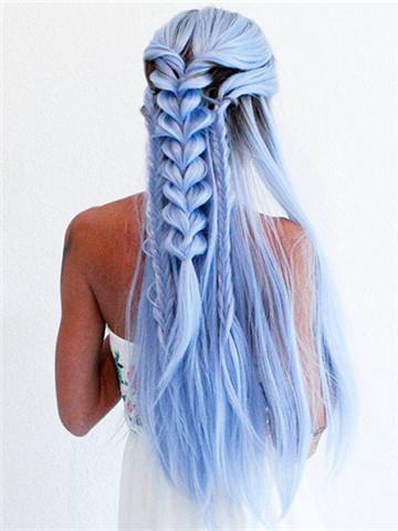 Ombre Sky Blue Lace Front Wig 24-26 inches!! - Goddess Beauty Royal Wigs