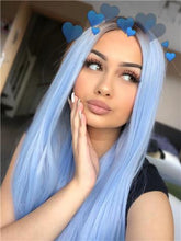 Ombre Sky Blue Lace Front Wig 24-26 inches!! - Goddess Beauty Royal Wigs