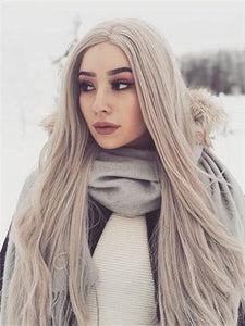White Ash Gray Blonde Lace Front Wig 24-26 inches!! - Goddess Beauty Royal Wigs
