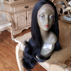 Layered Straight Black Bodywave Lace Front Wig 22-24 inches!! - Goddess Beauty Royal Wigs