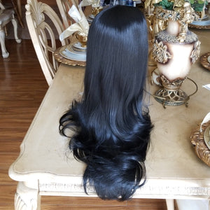 Layered Straight Black Bodywave Lace Front Wig 22-24 inches!! - Goddess Beauty Royal Wigs