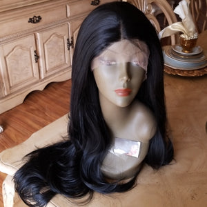 Layered Straight Black Bodywave Lace Front Wig 22-24 inches!! - Goddess Beauty Royal Wigs