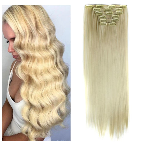 Blonde Beauty Full Head Clip in Extension #613!! - Goddess Beauty Royal Wigs