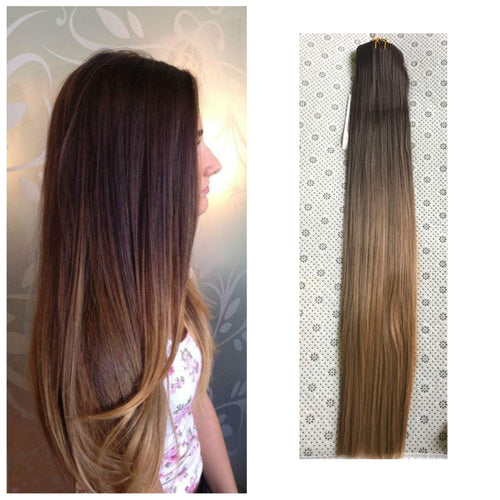 Dark Brown to Honey Blonde Full Head Clip in Extension - Goddess Beauty Royal Wigs