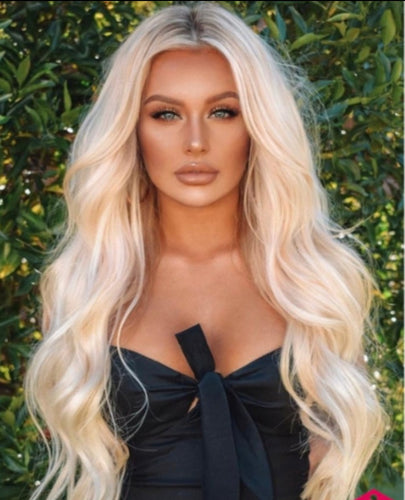 White Blonde Beauty Waves Virgin Human Hair Lace Front Wig