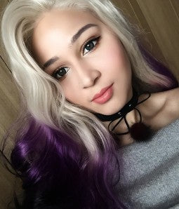 Ombre Gray Purplee Lacefront Wig Beauty - Goddess Beauty Royal Wigs