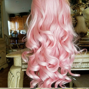 Pink Curly Wave Lace Front Wig - Goddess Beauty Royal Wigs