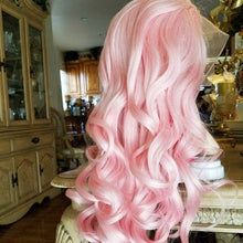 Pink Curly Wavy Lace Front Wig - Goddess Beauty Royal Wigs