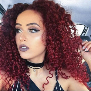 Red Curly Lace Front Wig - Goddess Beauty Royal Wigs