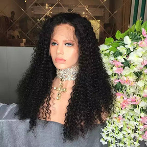 Black Curly// Human Hair/ Lace Front Wigs// Beautiful// Curly// Brazilian Remy//Wig//Glueless// Lacewig - Goddess Beauty Royal Wigs