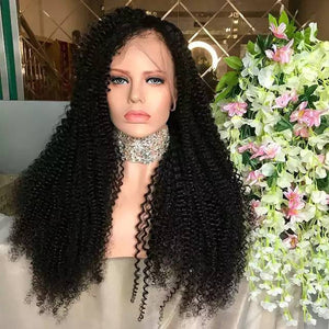 Black Curly// Human Hair/ Lace Front Wigs// Beautiful// Curly// Brazilian Remy//Wig//Glueless// Lacewig - Goddess Beauty Royal Wigs