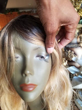 Ombre//Brown Blonde// Straight Wavy//Bodywave// Wig//Synthetic//Beautiful/Wavy//Bangs//Brand New//Natural//Ready to Ship - Goddess Beauty Royal Wigs