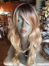 Ombre//Brown Blonde// Straight Wavy//Bodywave// Wig//Synthetic//Beautiful/Wavy//Bangs//Brand New//Natural//Ready to Ship - Goddess Beauty Royal Wigs