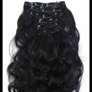 Black Wavy Clip in Extensions - Goddess Beauty Royal Wigs