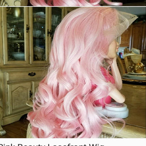 Pink Curly Wave Lace Front Wig - Goddess Beauty Royal Wigs